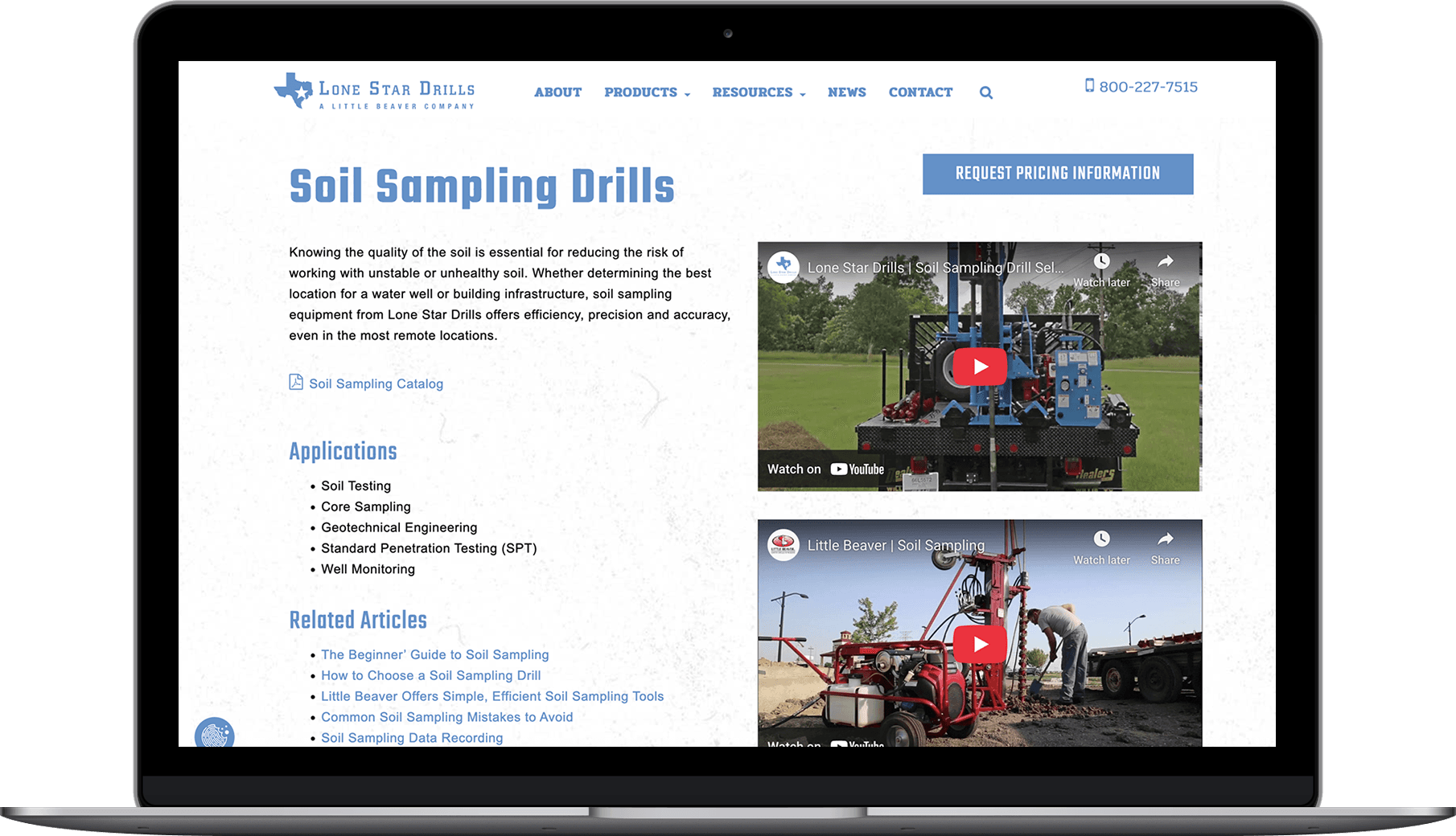 Lone Star Drills Soil Sampling webpage